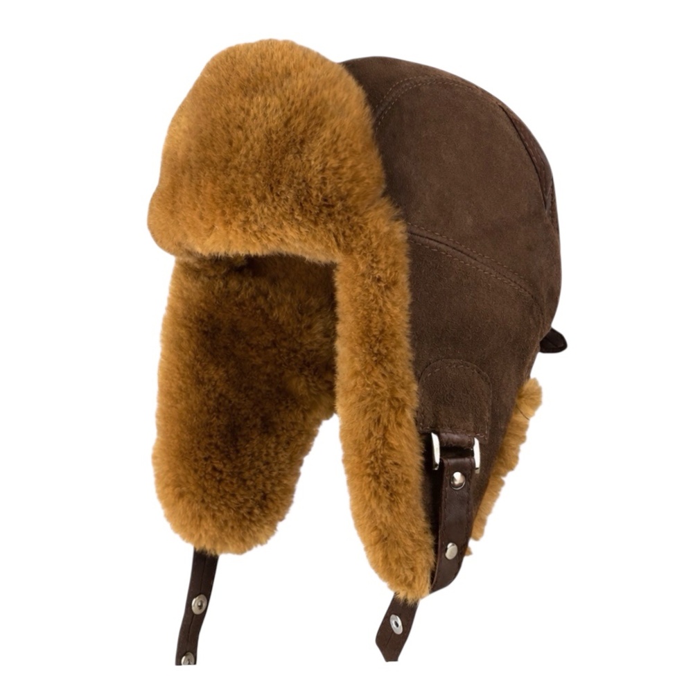 Real Shearling Sheepskin Leather Trapper Hat | Aviator Winter Hat |  Ushanka